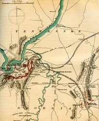 Kart over Chattanooga og dets forsvar, Tennessee, 1862-1867.