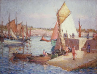 Ved kaia (olje på lerret)