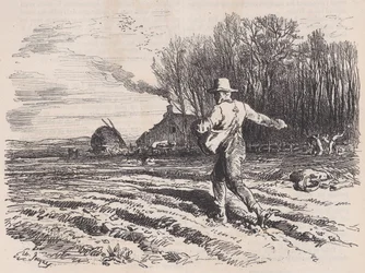 Spredende frø, fra Le Magasin Pittoresque, mai 1857.