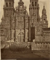 Vestfasaden på katedralen i Santiago de Compostela, Spania