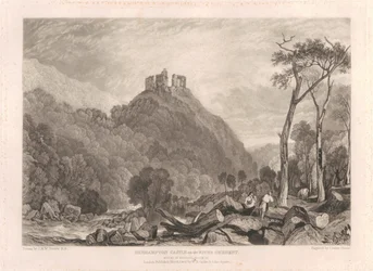 Okehampton Castle ved elven Okement