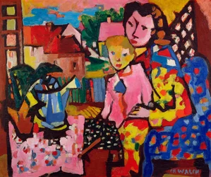 Mother and Young Boy (olje på lerret)