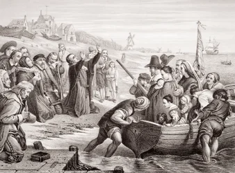 Pilegrimsfedrenes avgang fra Delft Haven i juli 1620, fra 
