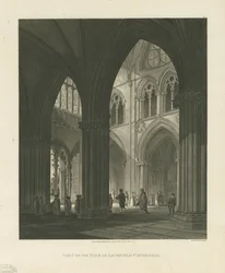 Interiør i Lichfield Cathedral - Nave: akvatintgravering