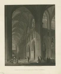 Interiør i Lichfield Cathedral - Nave: akvatintgravering