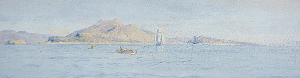 En solrik dag utenfor kysten, Villefranche sur Mer, ca. 1885 (olje på lerret lagt ned)