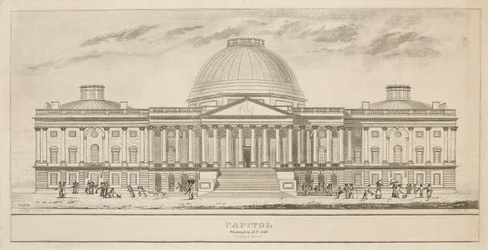 Capitol, Washington, D.C., gravert av Henry og James Stone (blomstret 1822-1849), 1826 (akvatint og linjegravering på papir)