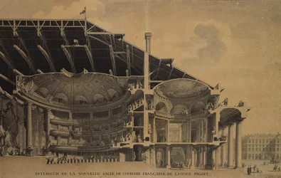 Interiør i den nye Salle de Comedie-Francaise i Théâtre de l