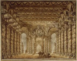 Scenedesign for operaen Armide av Jean-Baptiste Lully, 1760.