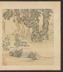 Malerier etter eldgamle mestere: Portrett av Zhongqing i et landskap, 1598-1652.