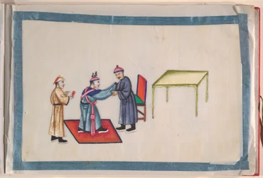 Album, sent på 1800-tallet (album med tolv blader; blekk og farge på margpapir, innbundet i rød damask)