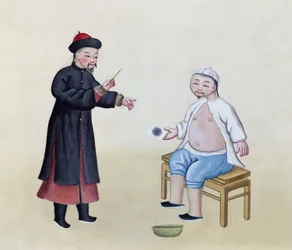 En akupunktør med sin pasient, ca. 1785 (wc på papir)