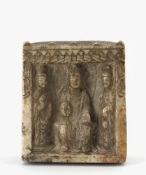 Firesidig miniatyrstele, muligens Western Wei-dynastiet, ca. 550