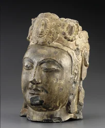 Leder for Bodhisattva Mahasthamaprapta (Ta-shih-chih) divisjonsperiode, 550-577