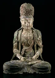 Stor sittende bodhisattva i meditasjon, Jin-dynastiet (1115-1234) (tre og pigment) (se 206545)