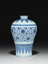 Vase i Ming-stil, Meiping, malt i 1400-tallsstil