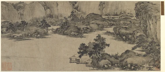 Scholars Retreat on the River, muligens Qing-dynastiet (blekk på papir)