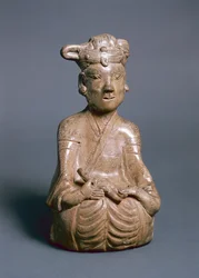 Sittende figur, Western Jin, 265-316 (grønttøy)