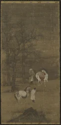 Vinterlandskap med hester og brudgom, Ming- eller Qing-dynastiet