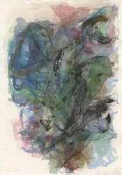 Abstrakt komposisjon, Organiske former/planteserie, 2021 (akvarell, gouache og kull på akvarellpapir)