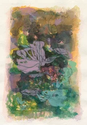 Abstrakt komposisjon, Organisk/planteserie, 2021 (akvarell, gouache og kull på akvarellpapir)