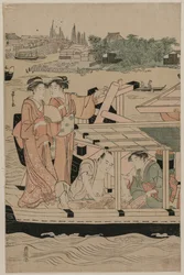 Båtfest på Sumida-elven, sent på 1780-tallet.