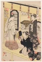 Hana no En, fra Eight Views of Disguised Genji, ca. 1790 (treblokktrykk i farger)