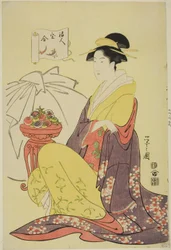 Hotei, fra serien "Sammenligning av lykkegudenes skatter (Fukujin takara awase)", ca. 1795