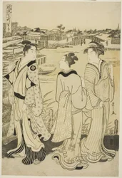 Ono no Komachi at Seki Temple, fra serien The Fashionable Seven Komachi (Furyu nana Komachi), ca. 1788 (farget treblokktrykk; oban)