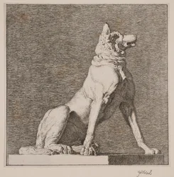 En sittende hund etter en antikk skulptur på Charlottenborg