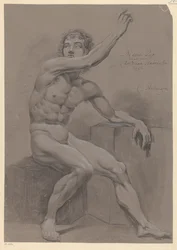 Sittende mann naken, sett fra siden (3. premie 1796)