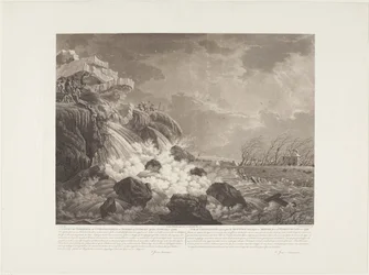 Utsikt over dykrupturen og oversvømmelsen ved Bemmel ved Nymegen 21. februar 1799 / Vue de L