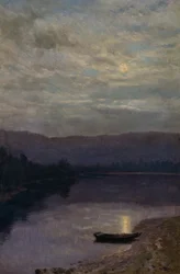 Moon Rise ved Solevatne (olje på lerret)