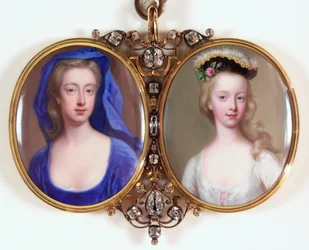 Lady Henrietta Cavendish Holles Harley og datteren Margaret (emalje) (se også 3076141)