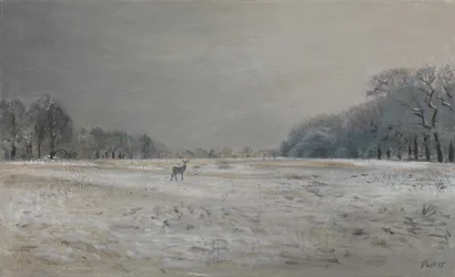 Hjort i snøen - Richmond Park, 2015 (olje på lerret)