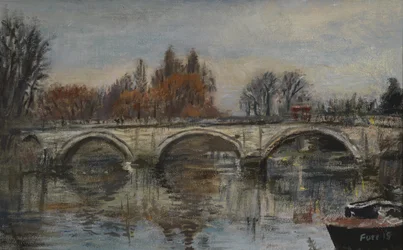 Evig høst, røde blader – Richmond Bridge, 2015 (olje på lerret)