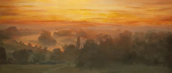 Oransje himmel - Themsen fra Richmond Hill, solnedgang, 2012 (olje på lerret)