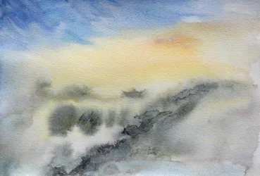 Tempel i skyene, 2015 (akvarell på papir)