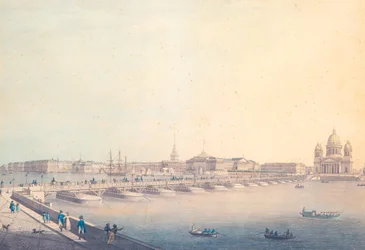 Utsikt over Saint Isaac's Bridge i Petersburg, før 1820.