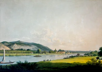 Pillnitz og dens omgivelser, nær Dresden (fargegravering)