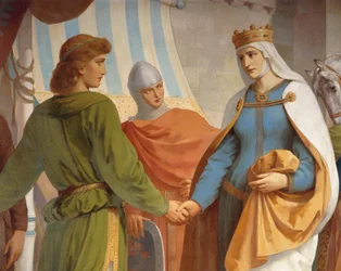 Parzival tar farvel med sin mor, dronning Herzeloyde, fra Parzival-syklusen, Singers