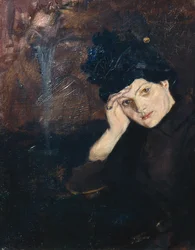 Albertine med svart hatt