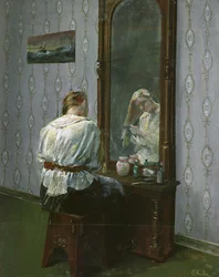 Foran speilet (olje på lerret)