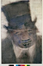 Mannen med topphatten Maleri med gouache og blyant av Christian Rohlfs