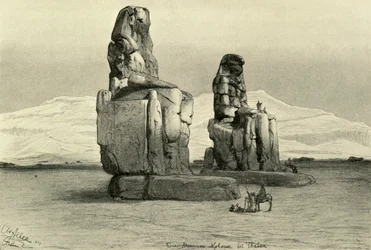 Kolosser av Memnon ved Theben, Egypt, 1898.