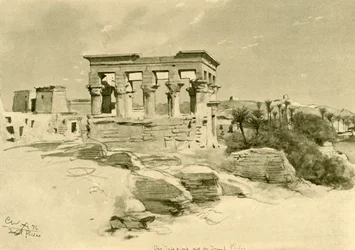 Isis-tempelet og Trajans kiosk på øya Philae, Egypt, 1898.