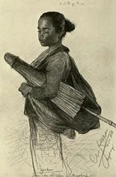 Ung kvinne med parasoll, Magalang, Java, 1898.