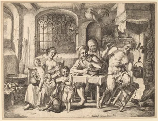 En satyr på besøk hos en bondefamilie