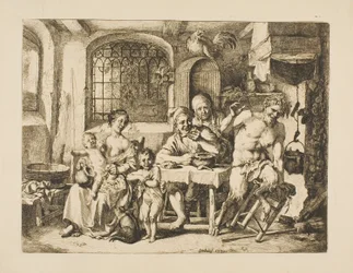 Satyr i et bondehus, i Jordaens stil