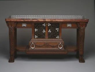 Vanderbilt-konsoll, ca. 1881-1882 (eik, marmor, sølvplate og bronse)